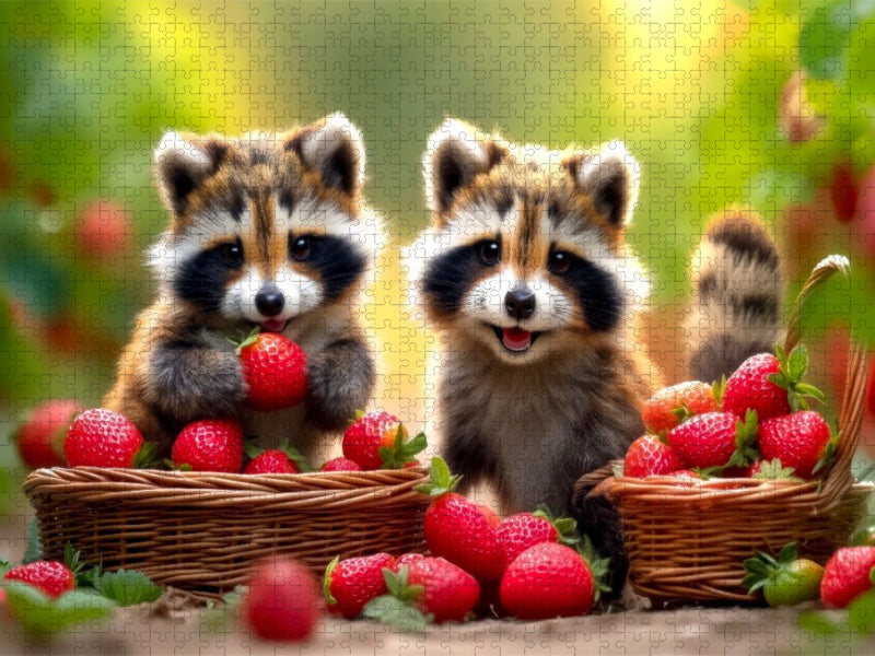 Erdbeeren pflücken und naschen - mmh lecker - CALVENDO Foto-Puzzle'