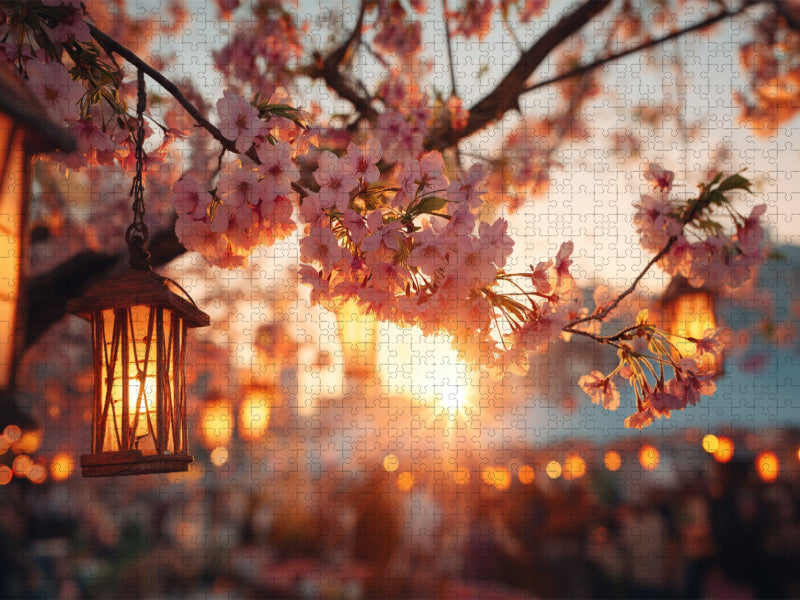 Goldenes Licht auf stillen Blütenwegen - CALVENDO Foto-Puzzle'