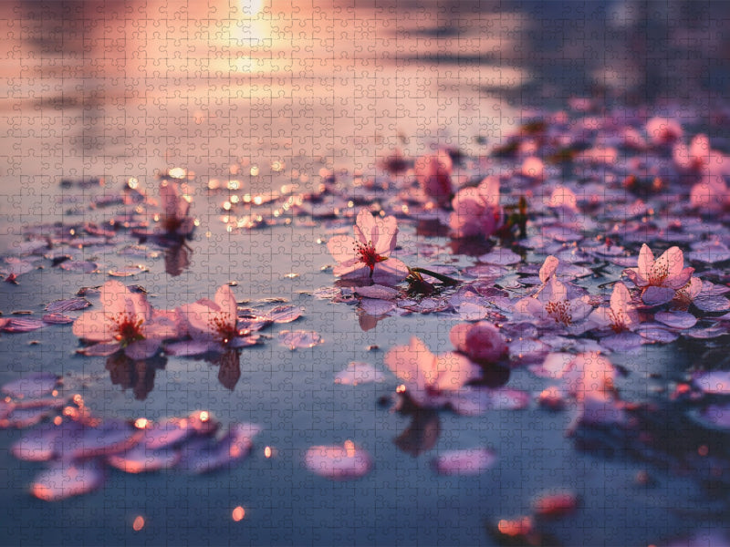 Blüten treiben wie Träume im Abendlicht - CALVENDO Foto-Puzzle'