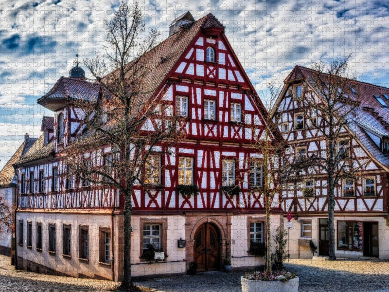 Altes Rathaus - Nord-/Ostseite am Marktplatz in Herzogenaurach, Bayern - CALVENDO Foto-Puzzle'