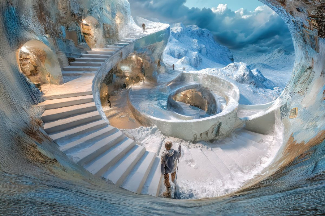 Premium Textil-Leinwand Treppenlabyrinthe