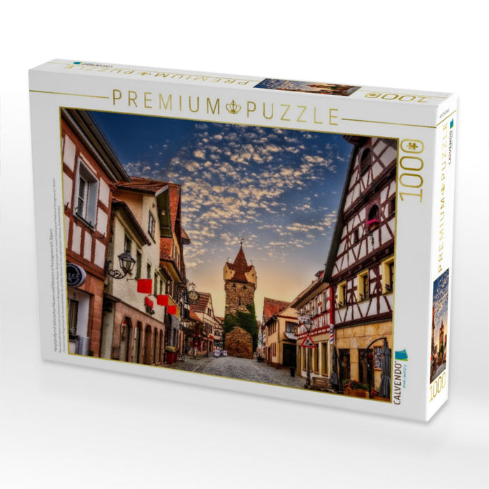 Hauptstraße mit historischen Häusern und Fehnturm in Herzogenaurach, Bayern - CALVENDO Foto-Puzzle'