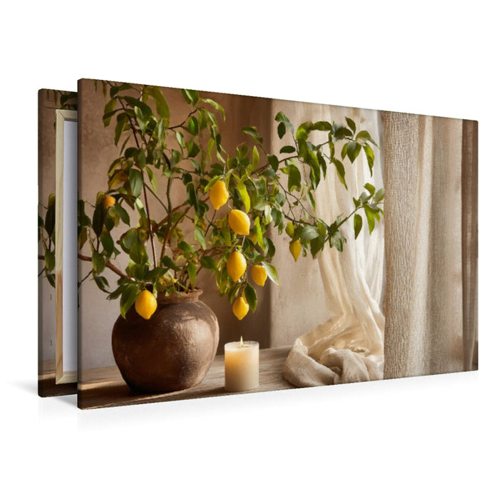 Premium Textil-Leinwand Kerzenschein trifft Zitronenduft