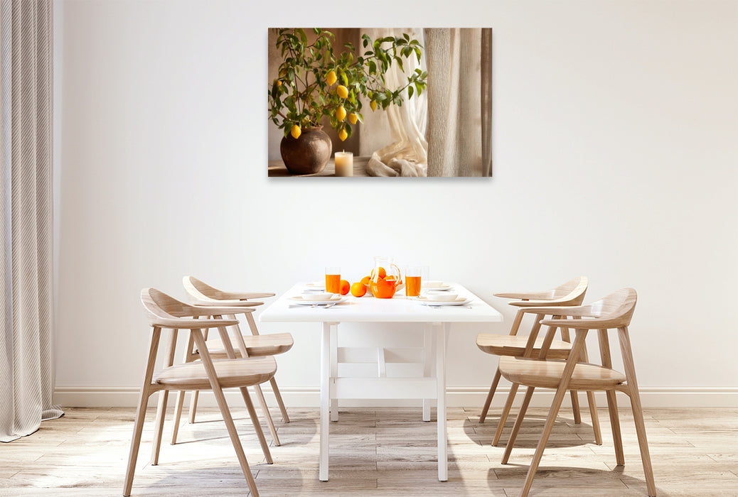 Premium Textil-Leinwand Kerzenschein trifft Zitronenduft
