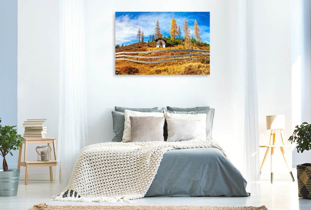 Premium Textil-Leinwand Kapelle auf der Trinkeralm