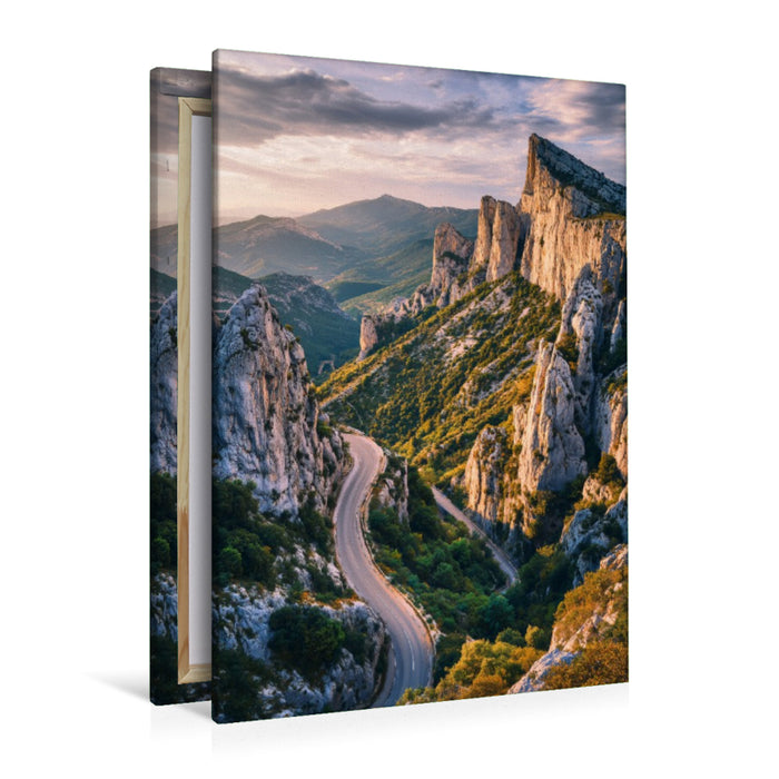 Premium Textil-Leinwand Ein Weg führt durch Zeit und Weite