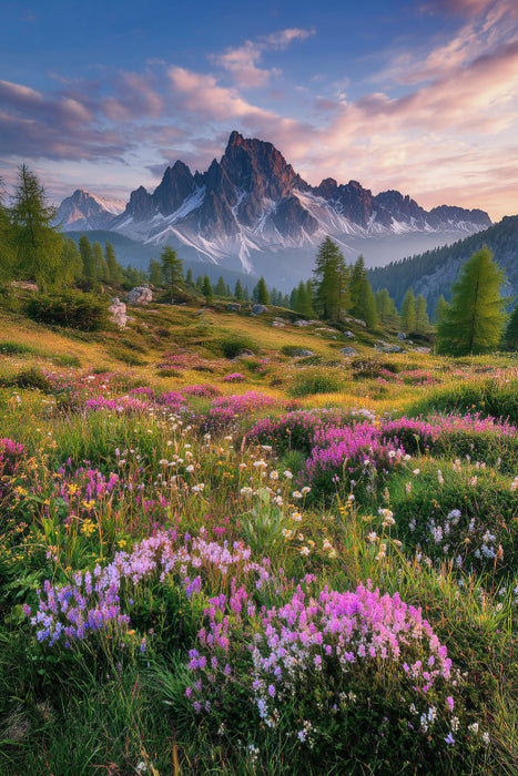 Premium Textil-Leinwand Blüten tragen die Sprache der Berge