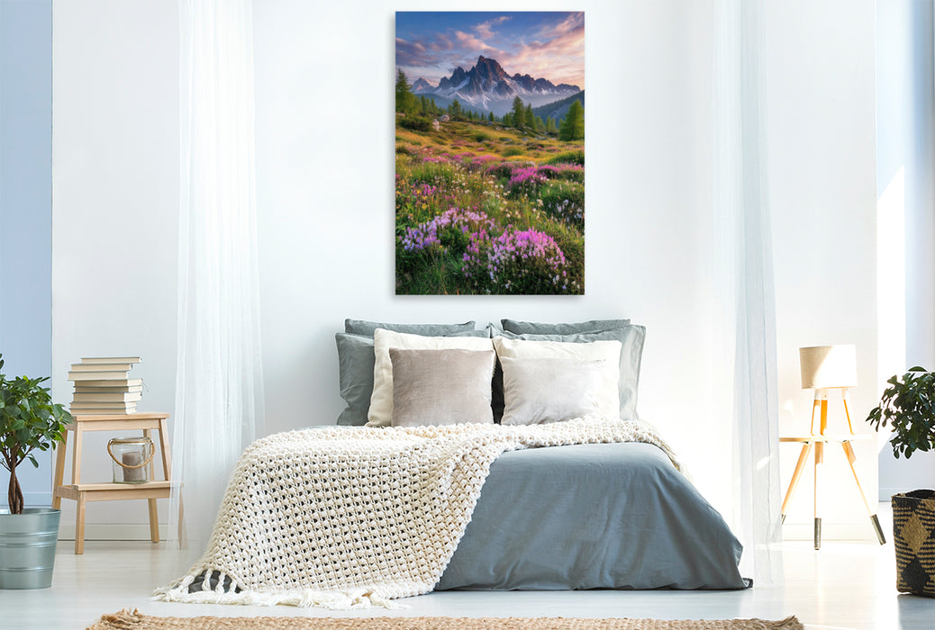 Premium Textil-Leinwand Blüten tragen die Sprache der Berge