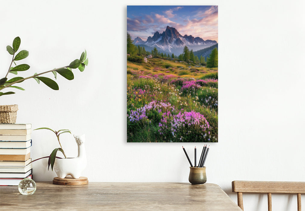 Premium Textil-Leinwand Blüten tragen die Sprache der Berge