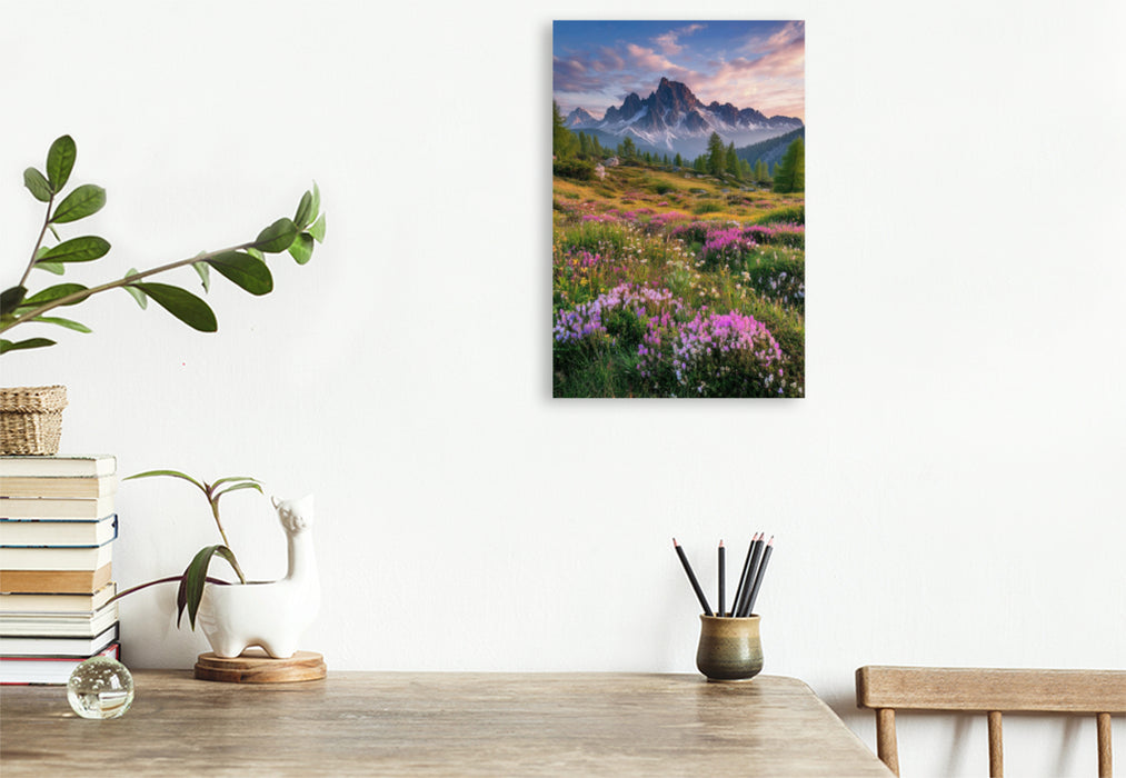 Premium Textil-Leinwand Blüten tragen die Sprache der Berge