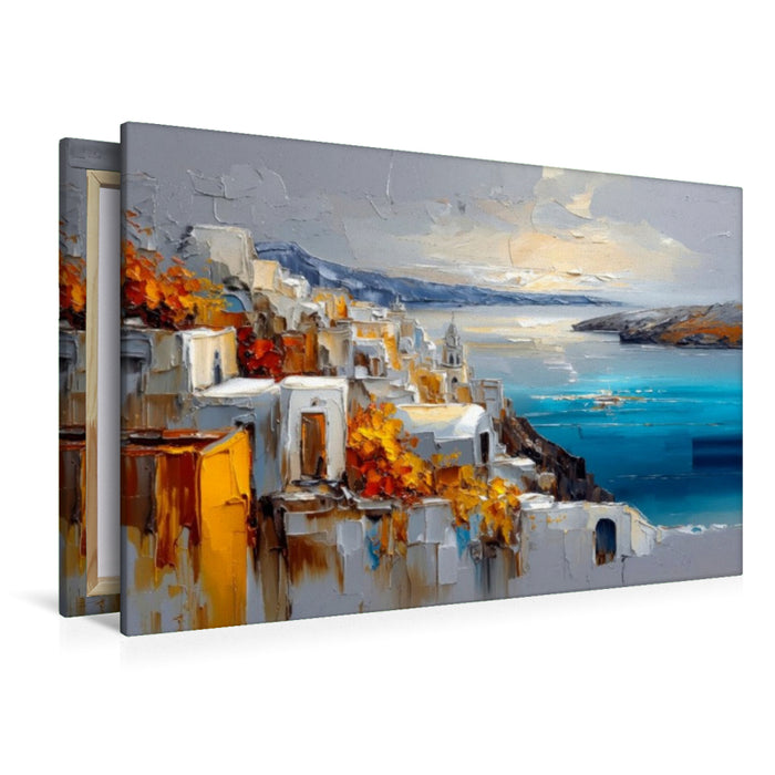 Premium Textil-Leinwand Die Caldera von Santorini