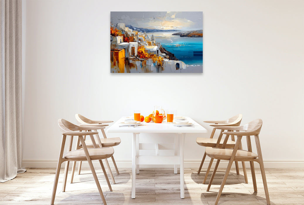 Premium Textil-Leinwand Die Caldera von Santorini