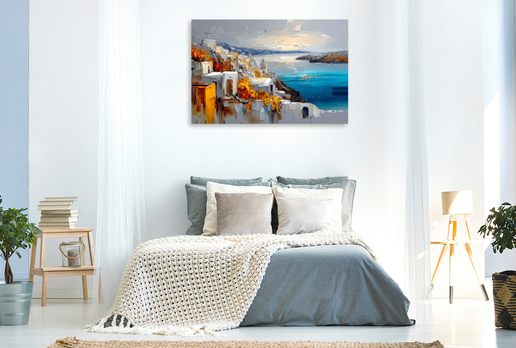 Premium Textil-Leinwand Die Caldera von Santorini