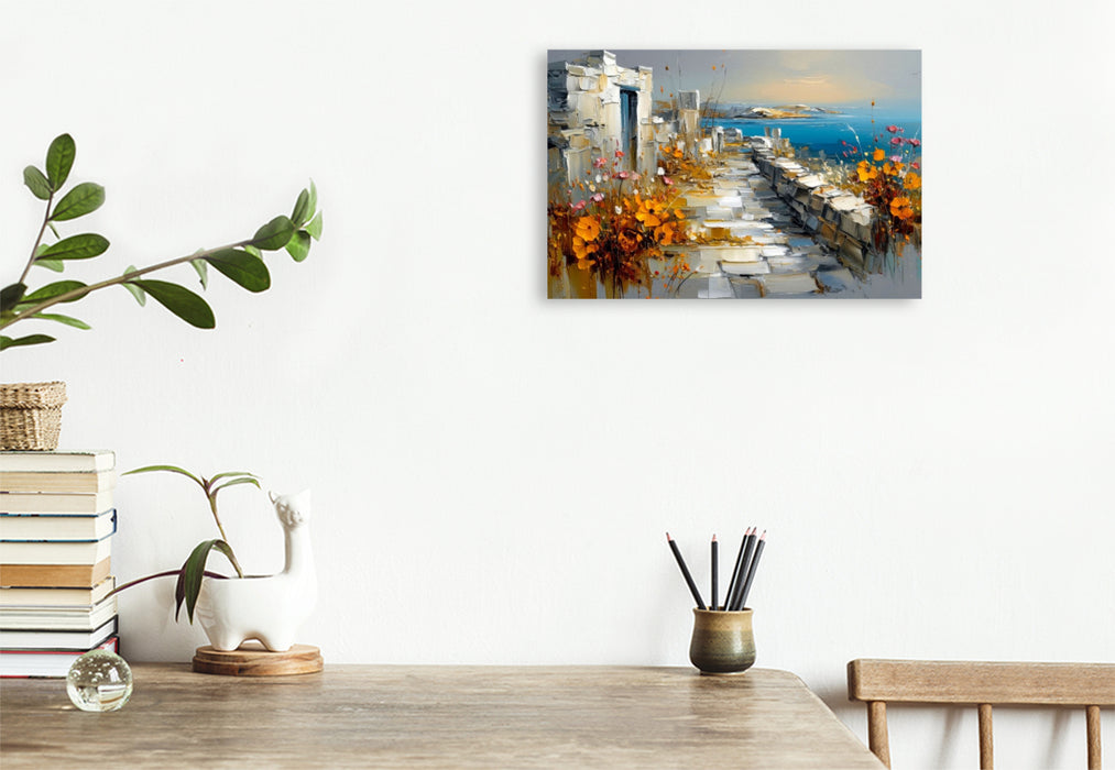 Premium Textil-Leinwand Delos - eine Insel der Kykladen im Ägäischen Meer