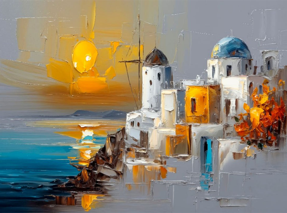Santorini - Steilküste bei aufgehendem Vollmond - CALVENDO Foto-Puzzle'