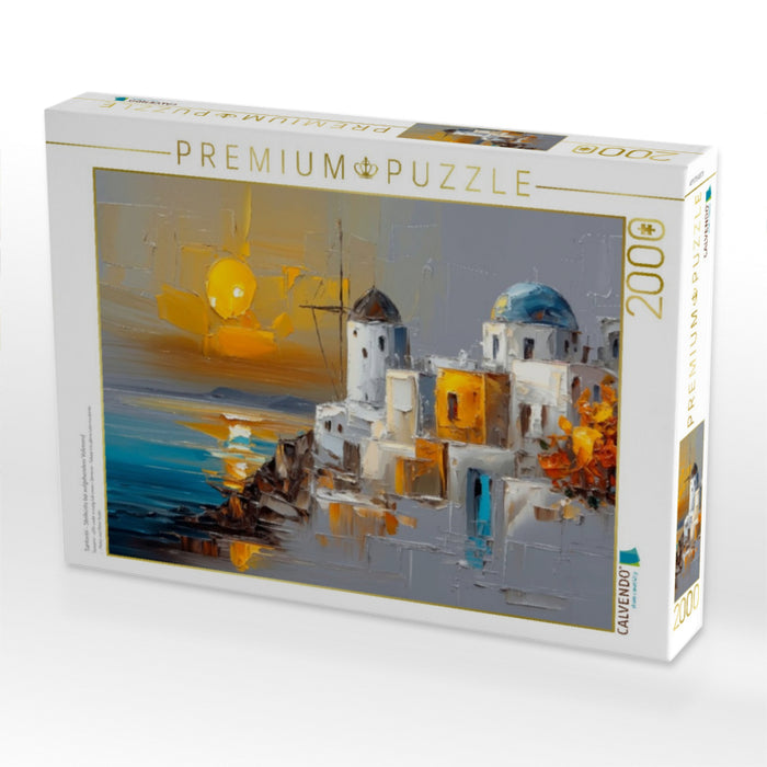 Santorini - Steilküste bei aufgehendem Vollmond - CALVENDO Foto-Puzzle'