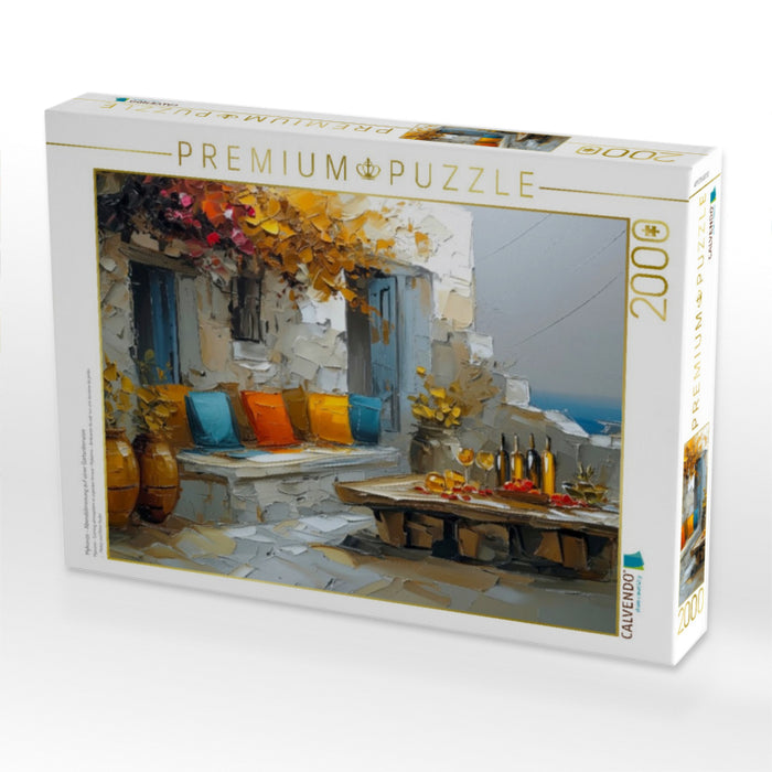 Mykonos - Abendstimmung auf einer Gartenterrasse - CALVENDO Foto-Puzzle'