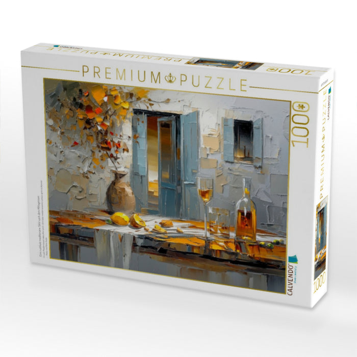 Eine rustikale mediterrane Tafel nach dem Mittagessen - CALVENDO Foto-Puzzle'