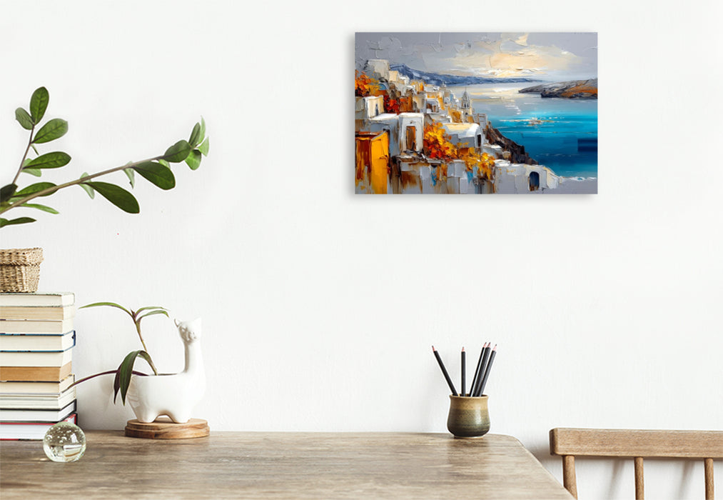 Premium Textil-Leinwand Die Caldera von Santorini