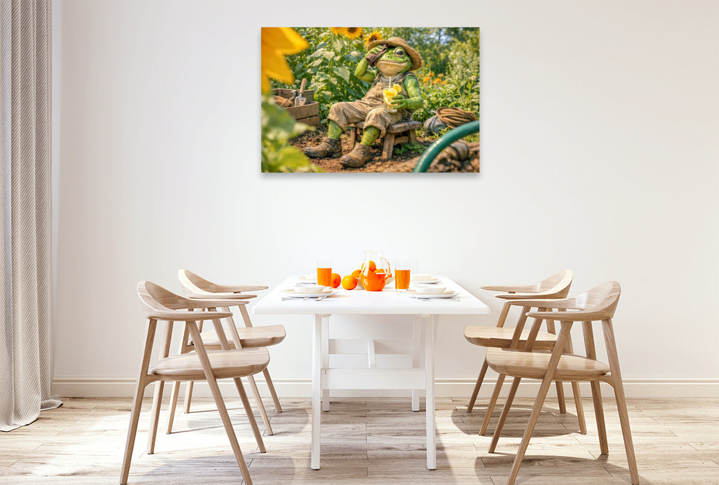 Premium Textil-Leinwand Abkühlung im Sommergarten