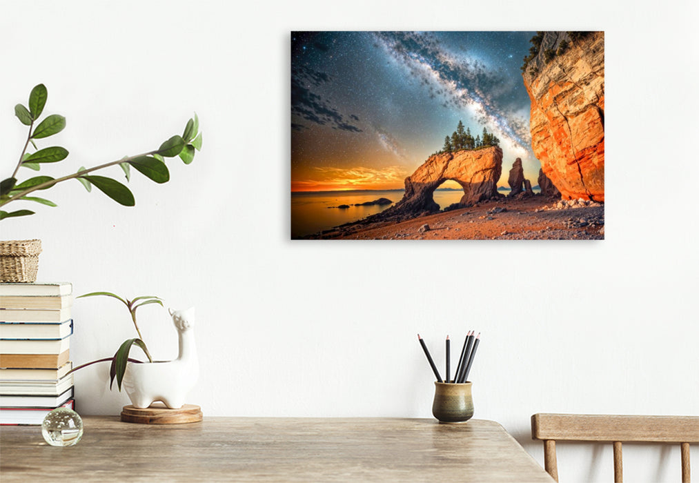 Premium Textil-Leinwand Die Hopewell Rocks in New Brunswick, an der Bay of Fundy