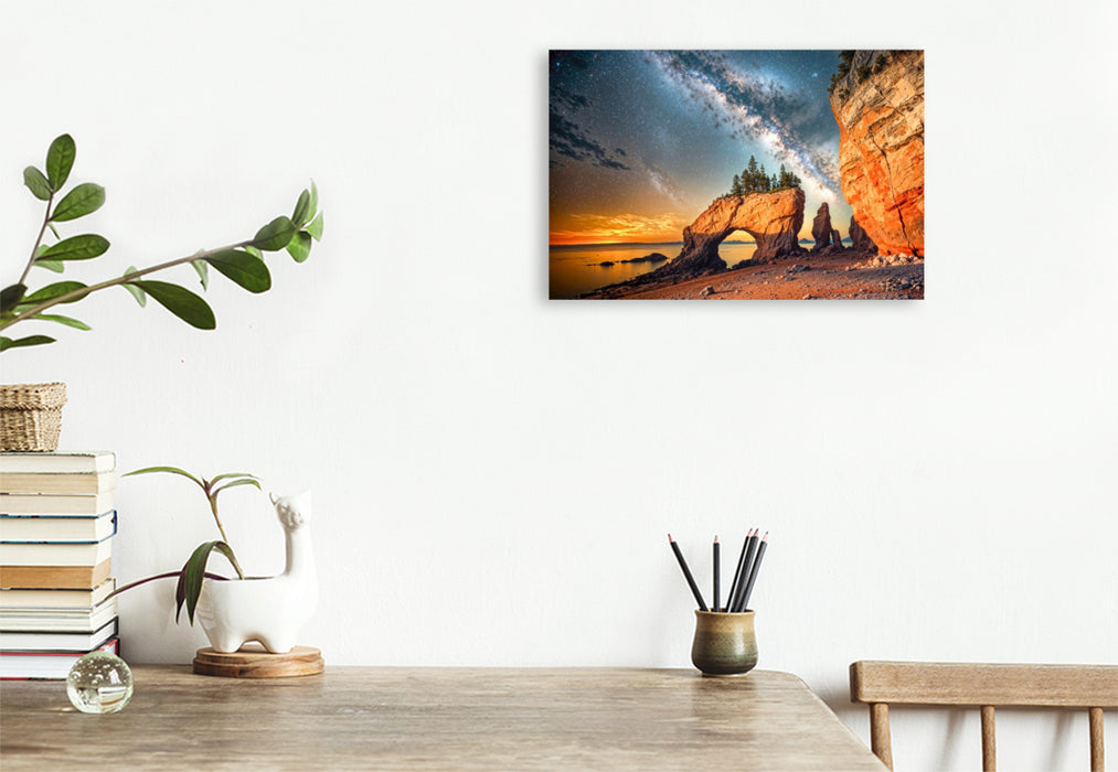 Premium Textil-Leinwand Die Hopewell Rocks in New Brunswick, an der Bay of Fundy
