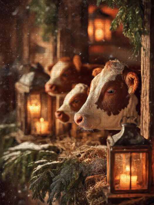 Sanftes Licht im Stall und Frieden kehrt ein - CALVENDO Foto-Puzzle'