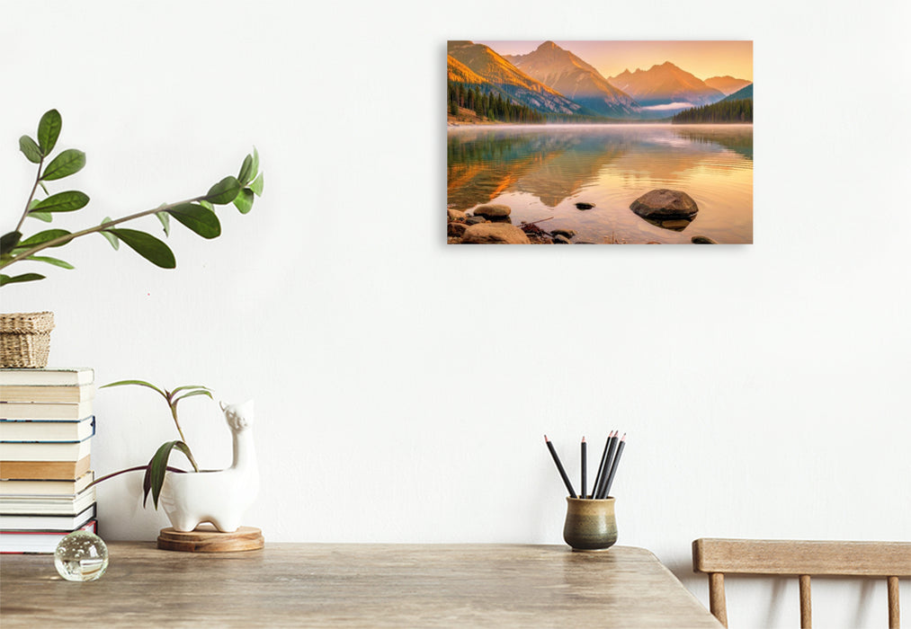 Premium Textil-Leinwand Ein See, der Herzen zur Ruhe bringt.