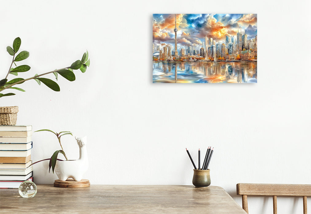 Premium Textil-Leinwand Die Skyline von Toronto