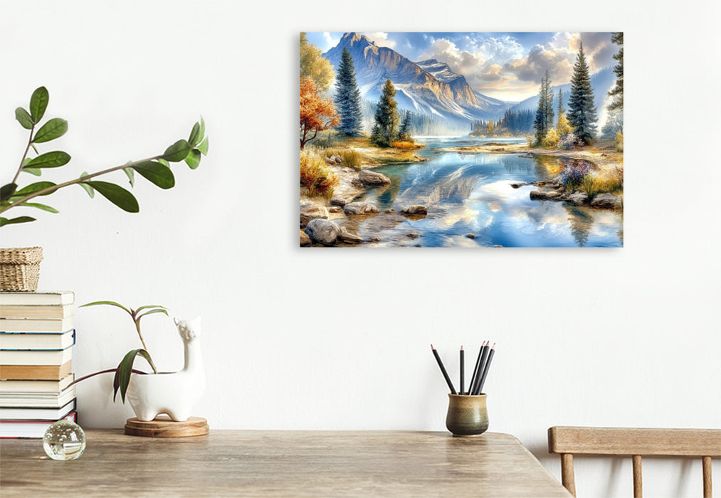 Premium Textil-Leinwand Emerald Lake im Yoho-Nationalpark in British Columbia