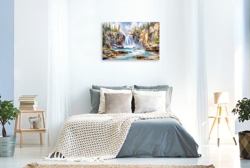 Premium Textil-Leinwand Virginia Falls im Nahanni National Park Reserve