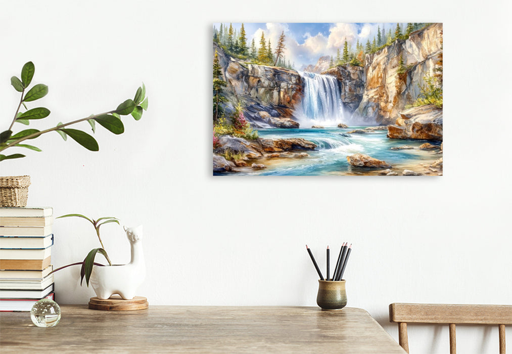 Premium Textil-Leinwand Virginia Falls im Nahanni National Park Reserve