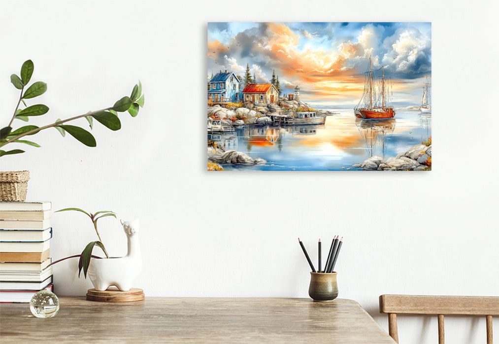 Premium Textil-Leinwand Die Trinity Bay - eine Meeresbucht in der kanadischen Provinz Neufundland und Labrador