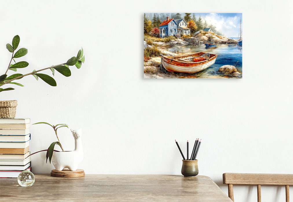 Premium Textil-Leinwand Küstenszene in Nova Scotia