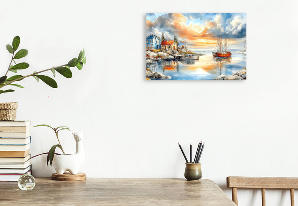 Premium Textil-Leinwand Die Trinity Bay - eine Meeresbucht in der kanadischen Provinz Neufundland und Labrador