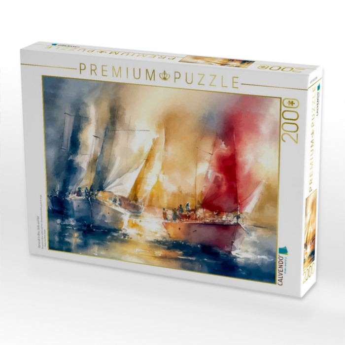 Dynamik in Blau, Gelb und Rot - CALVENDO Foto-Puzzle'