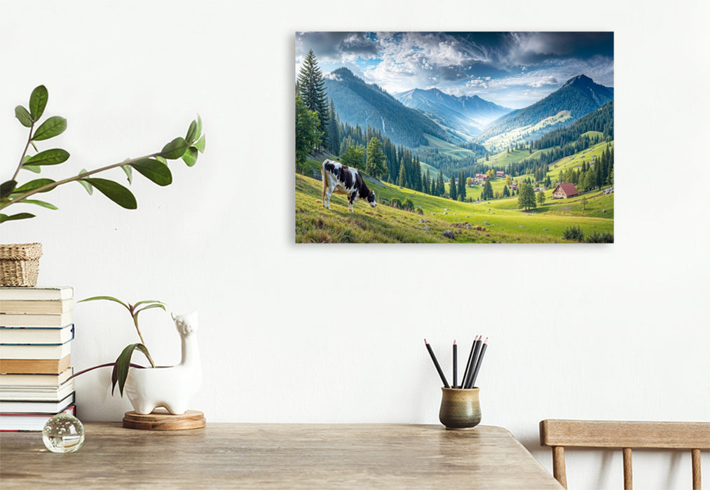Premium Textil-Leinwand Ein bayrisches Tal