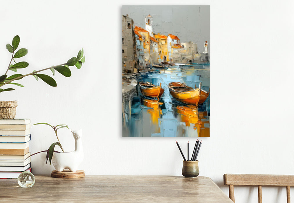 Premium Textil-Leinwand Dalmatien - malerischer Küstenort