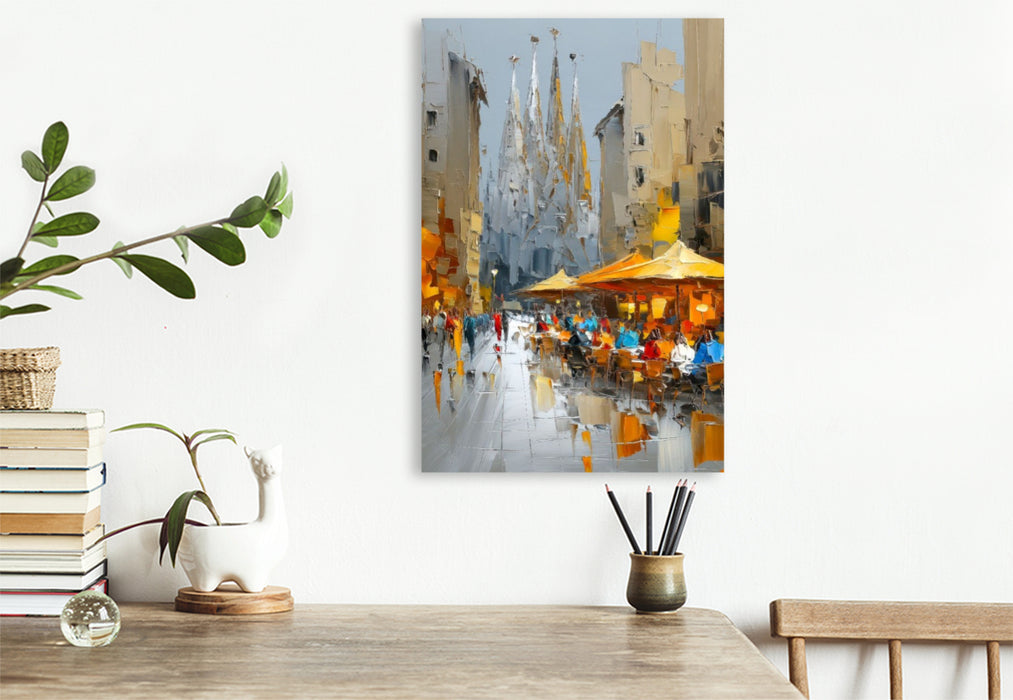 Premium Textil-Leinwand Barcelona