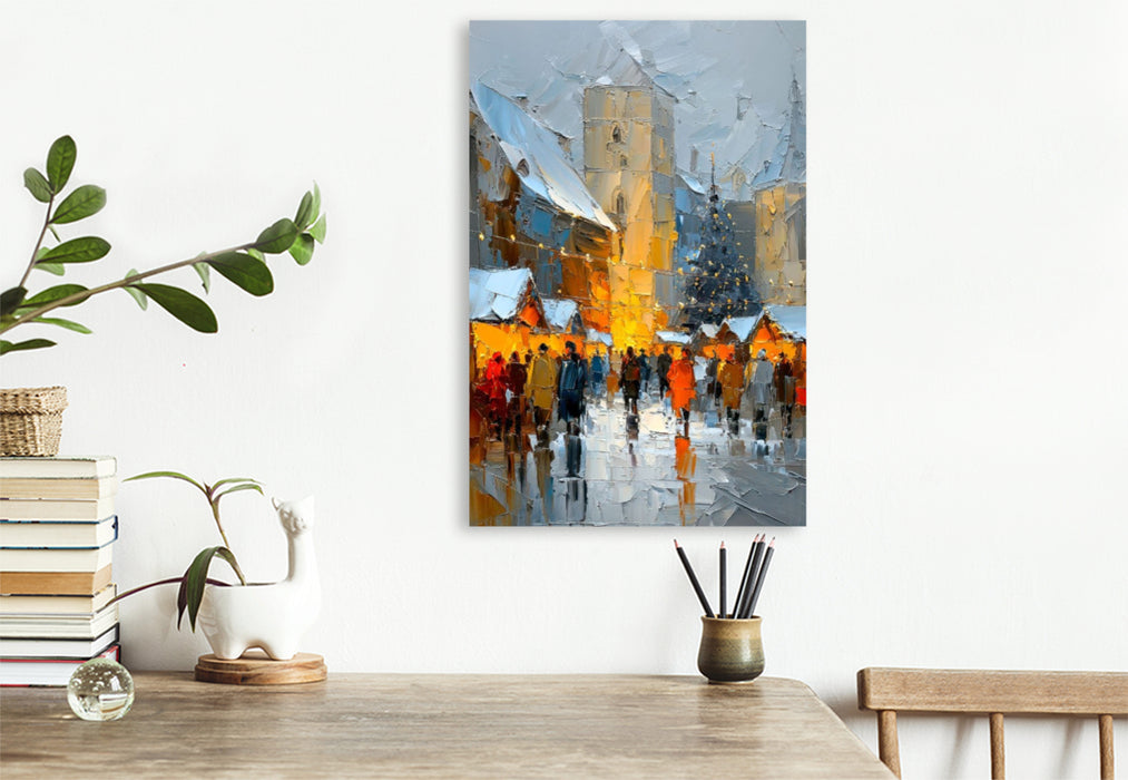 Premium Textil-Leinwand Deutschland - idyllischer Weihnachtsmarkt