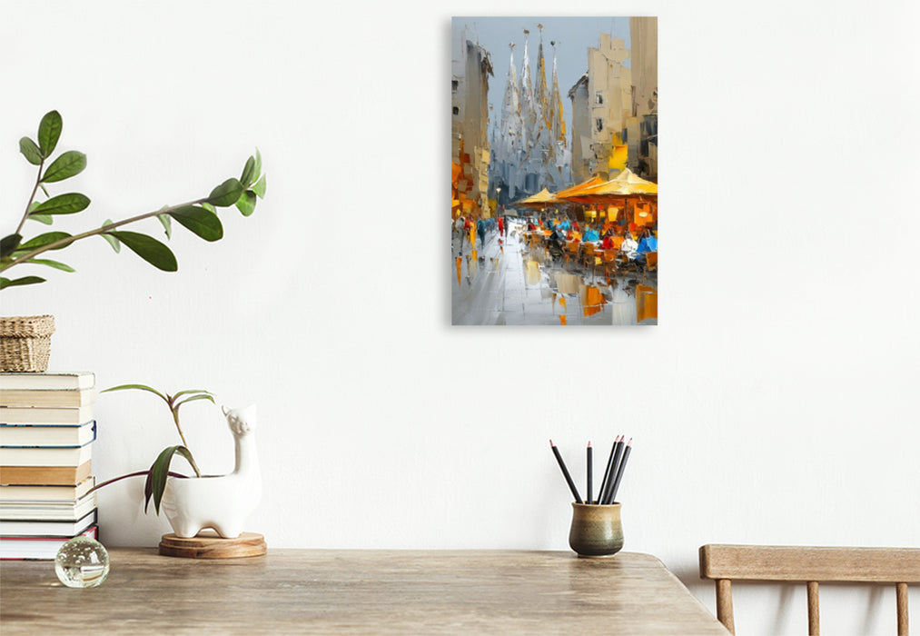 Premium Textil-Leinwand Barcelona