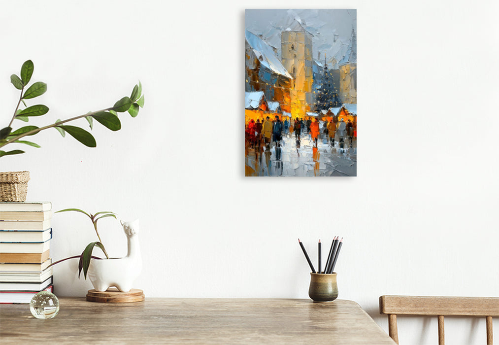 Premium Textil-Leinwand Deutschland - idyllischer Weihnachtsmarkt