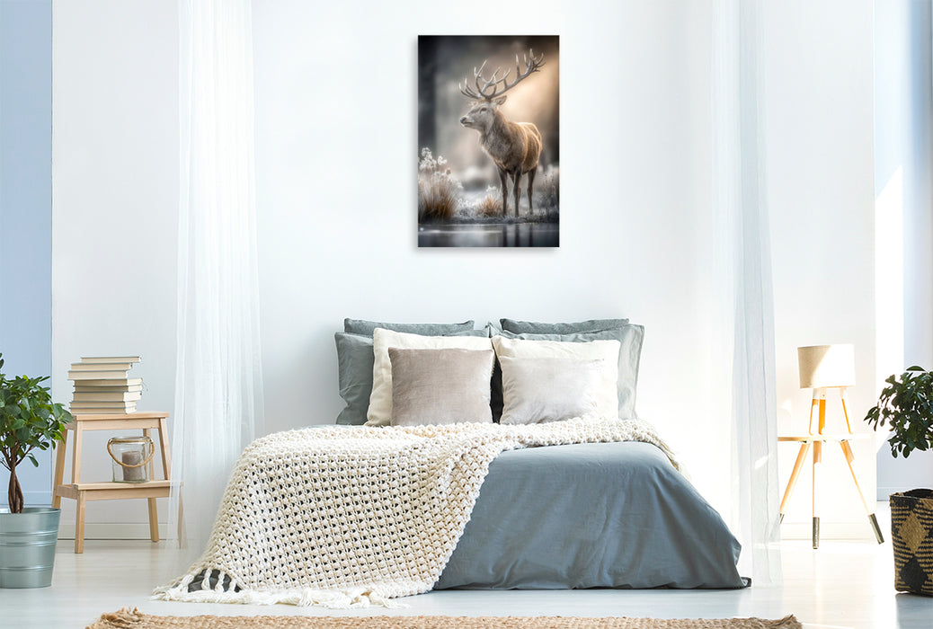 Premium Textil-Leinwand Rothirsch