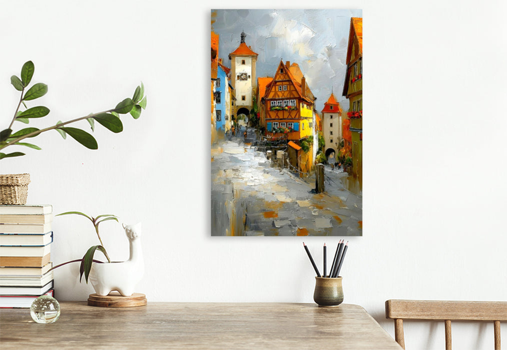 Premium Textil-Leinwand Rothenburg ob der Tauber