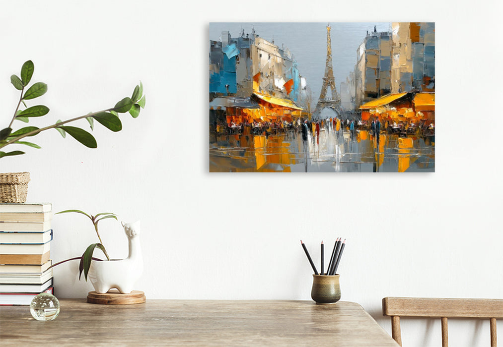 Premium Textil-Leinwand Paris - Stadtleben