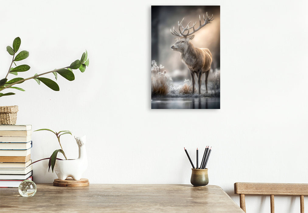 Premium Textil-Leinwand Rothirsch