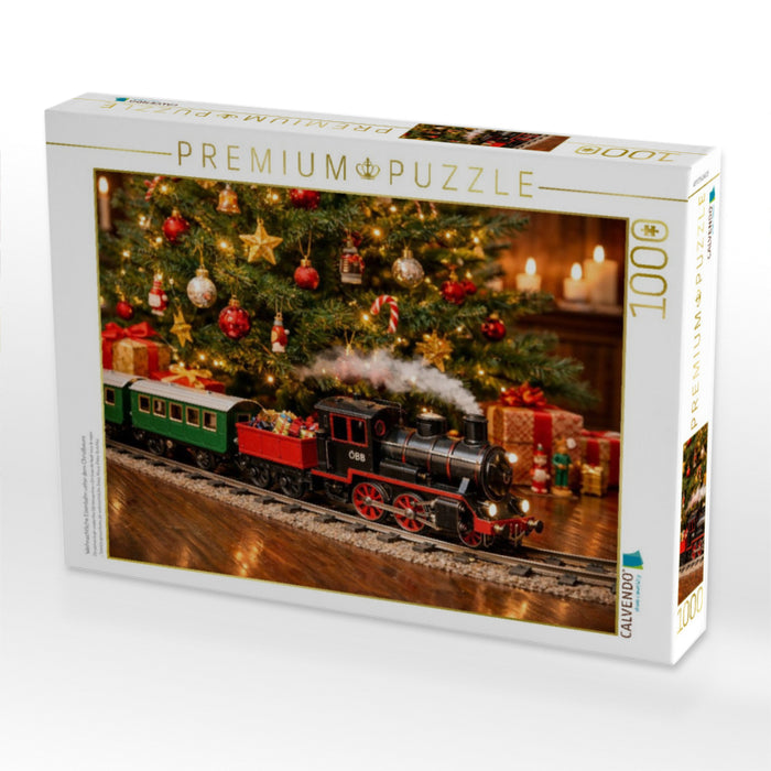 Weihnachtliche Eisenbahn unter dem Christbaum - CALVENDO Foto-Puzzle'