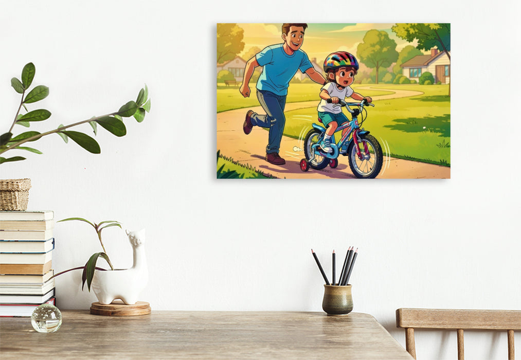 Premium Textil-Leinwand Ein Motiv aus dem Kalender Mein erstes Fahrrad - Comic
