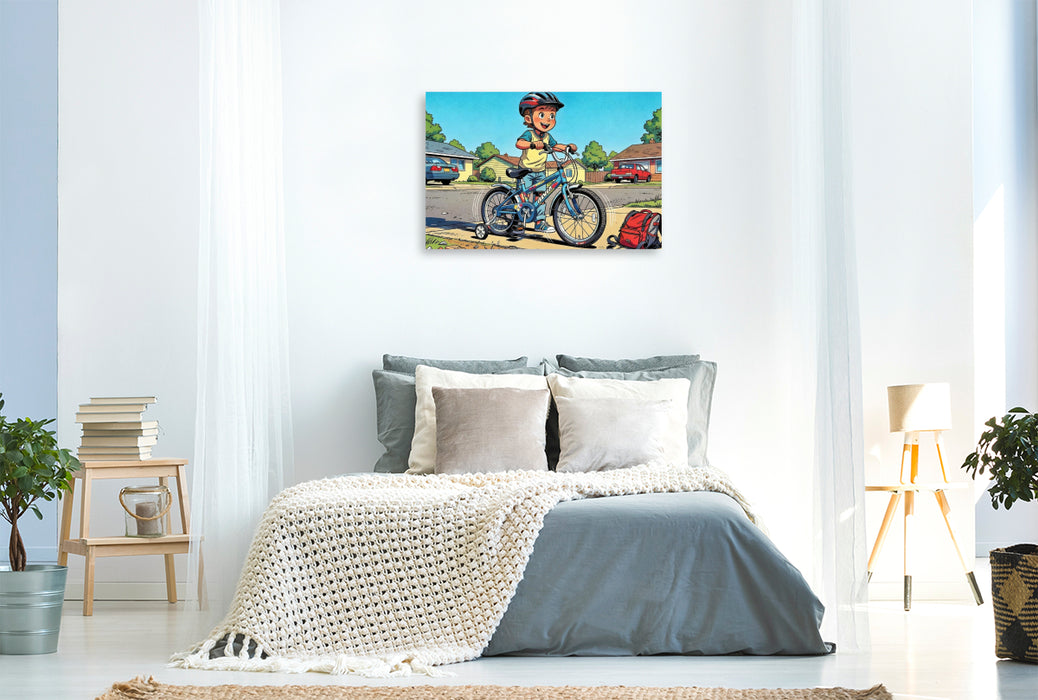 Premium Textil-Leinwand Ein Motiv aus dem Kalender Mein erstes Fahrrad Comic