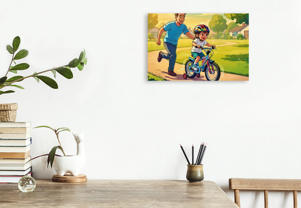 Premium Textil-Leinwand Ein Motiv aus dem Kalender Mein erstes Fahrrad - Comic